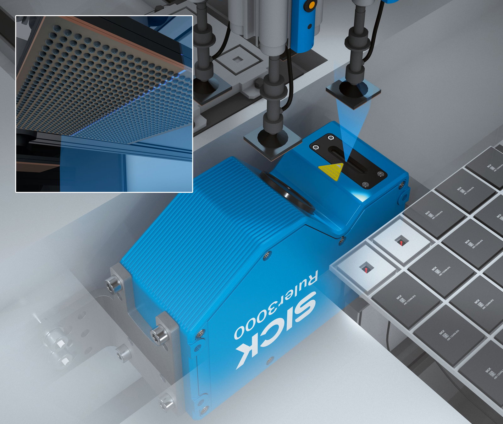 Sick's Ruler3000 camera being used to measure the height and size of solder points on ball grid arrays (Image: Sick)