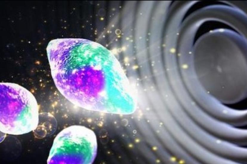Lithium ions flowing in and out of a battery