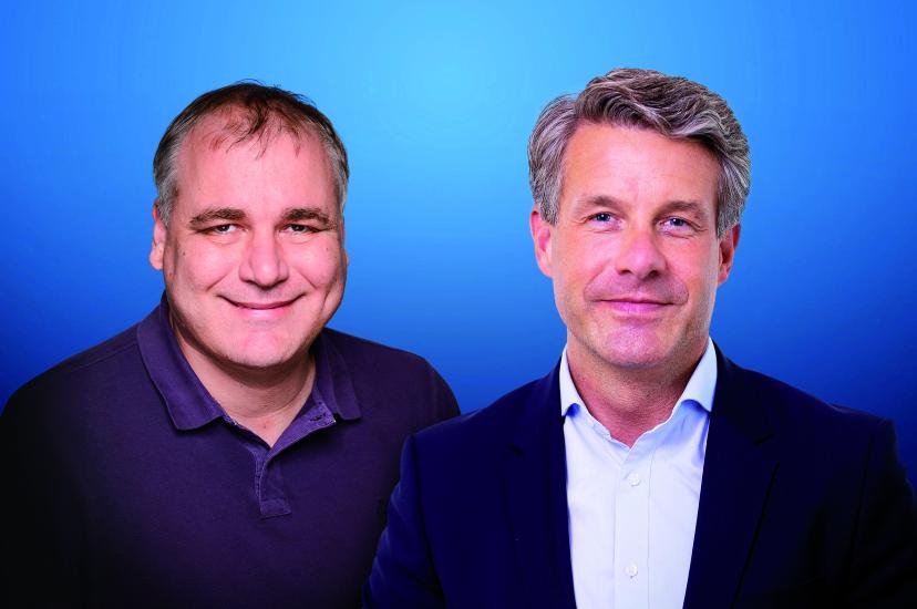 Dr Michael Suppa, CEO of Roboception, left, and Hardy Mehl, CFO/COO of Basler