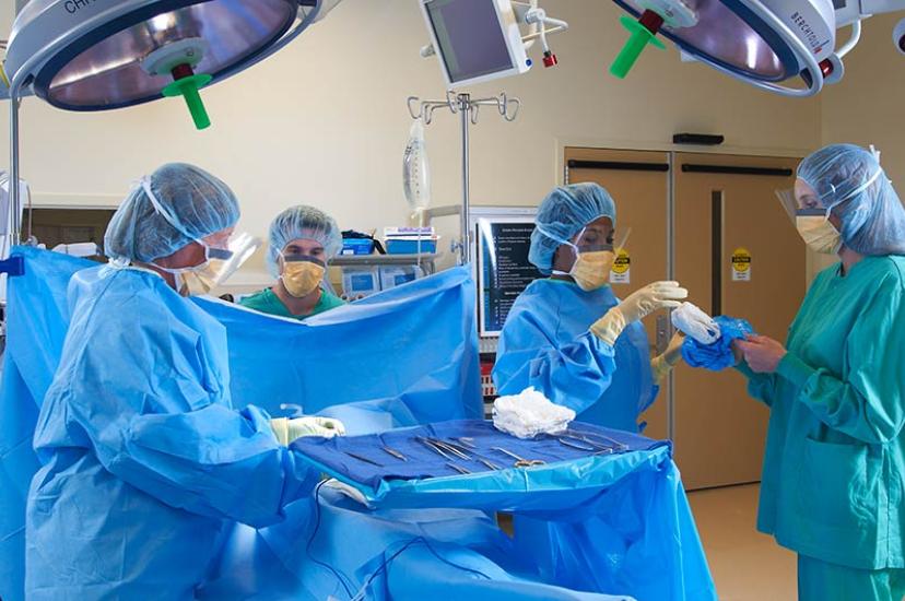 Surgery in an operating room