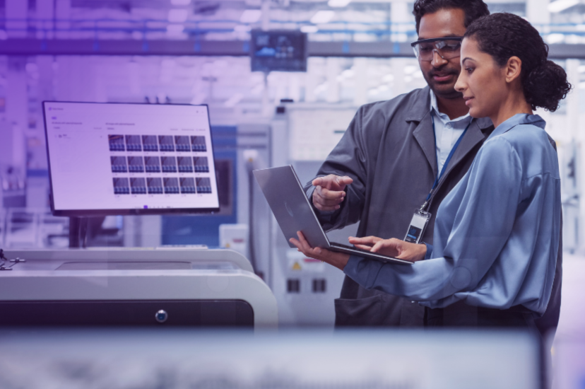 Industrial employees sharing data