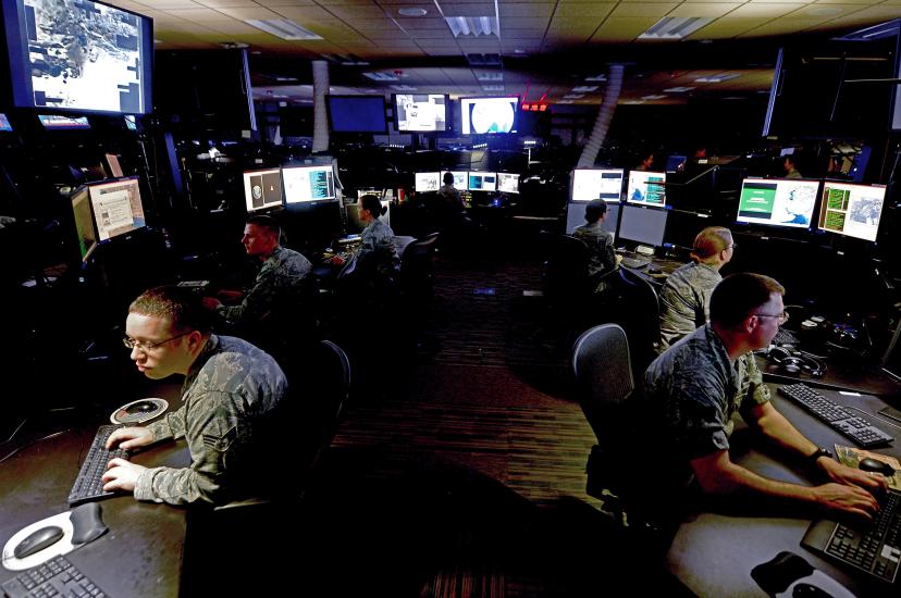 The Intelligence, Surveillance and Reconnaissance Division at the Combined Air Operations Center at Al Udeid Air Base, Qatar