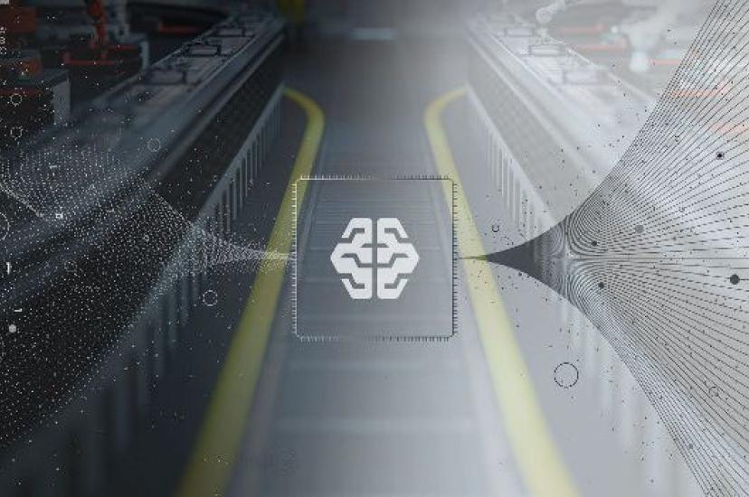 Grey and yellow graphic depicting the use of artificial intelligence