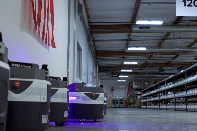 AMR fleet in warehouse facility