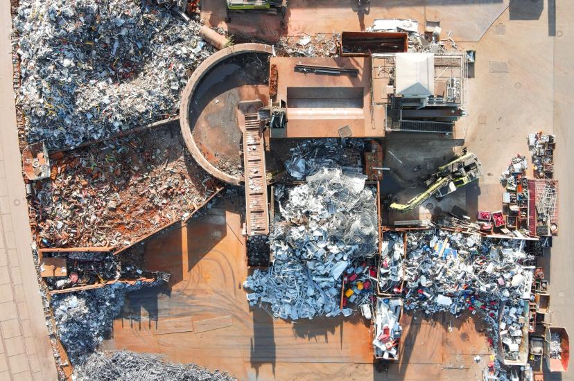 Drone shot of recycling centre