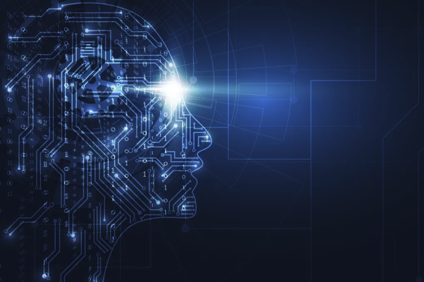 Graphic of electrical wiring in a head, depicting advanced AI