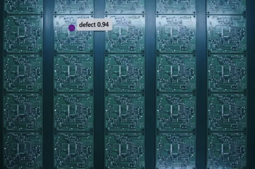 Line of chips with defect detected
