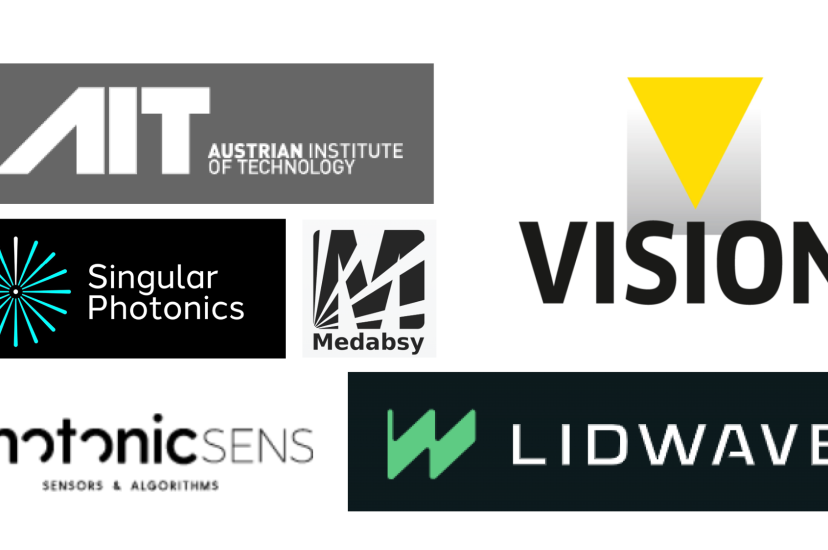 A montage of the logos of AIT (Austrian Institute of Technology); Lidwave; Medabsy; photonicSENS; Singular Photonics and VISION 2026