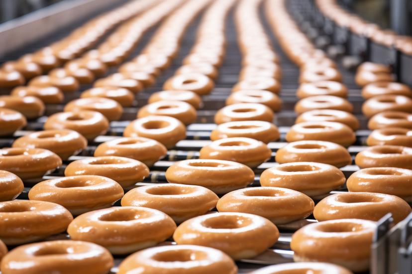 donuts on a production line