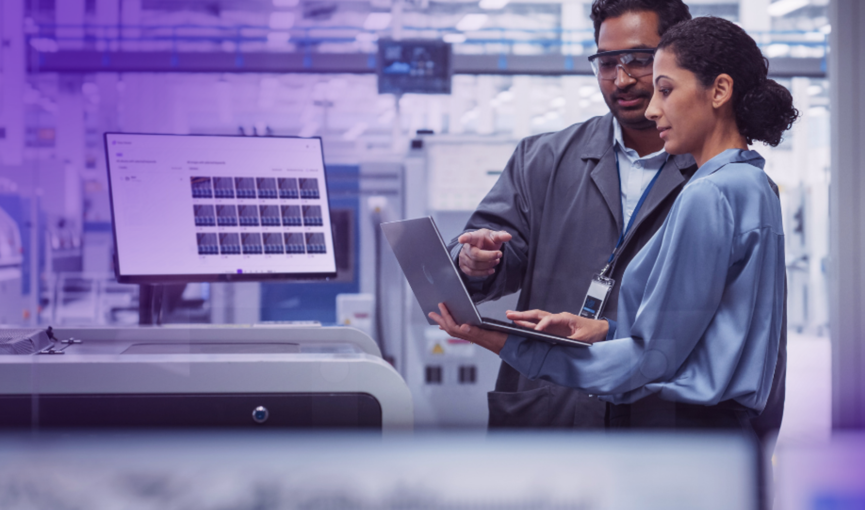 Industrial employees sharing data