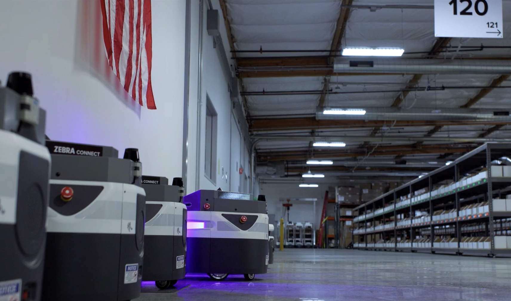 AMR fleet in warehouse facility