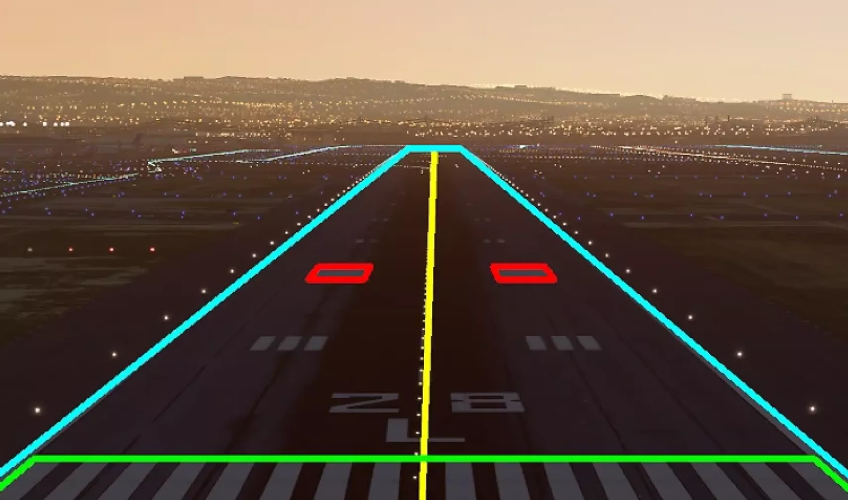 Landing strip on runway