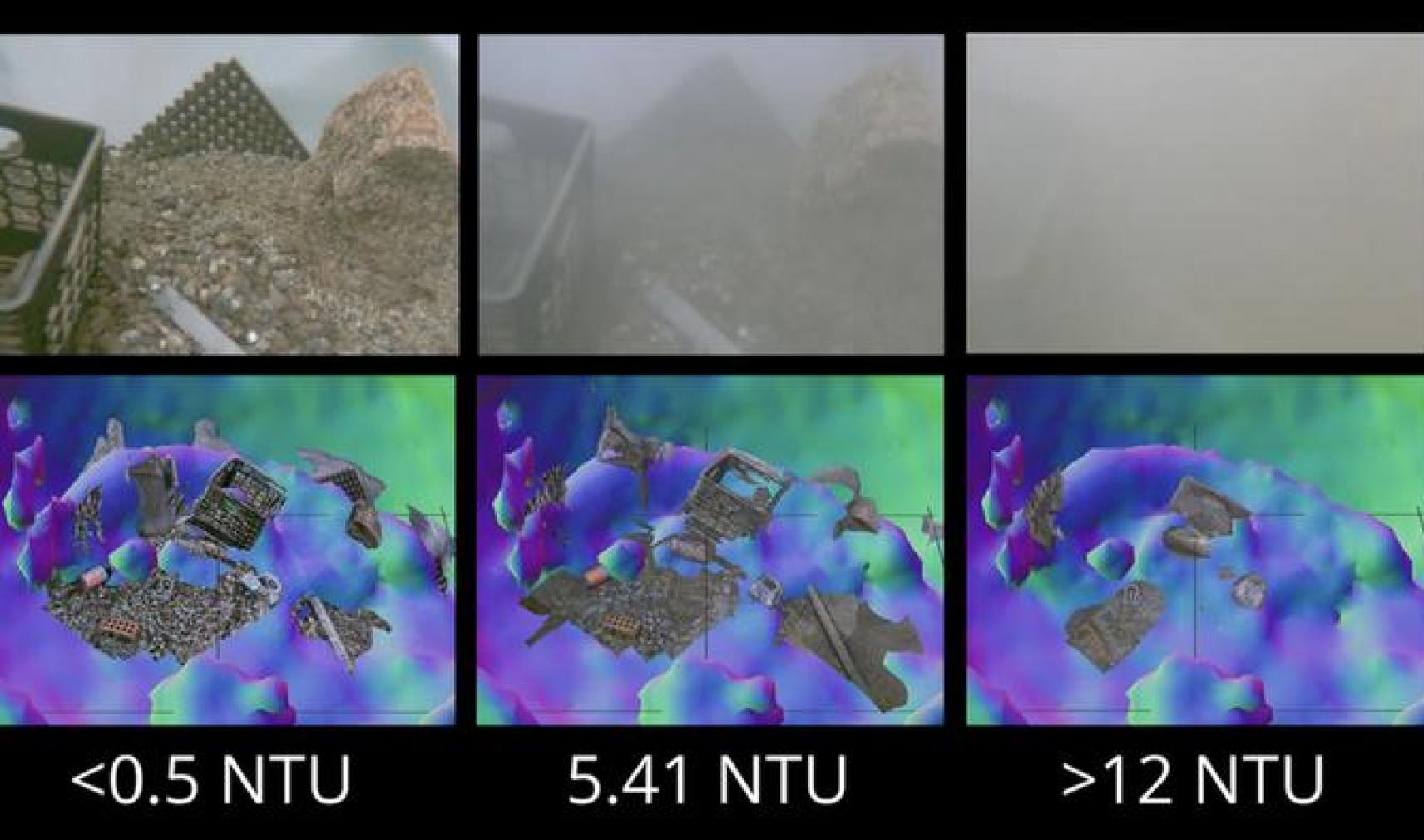 Comparison of 3D mapping in varied underwater visibility tests