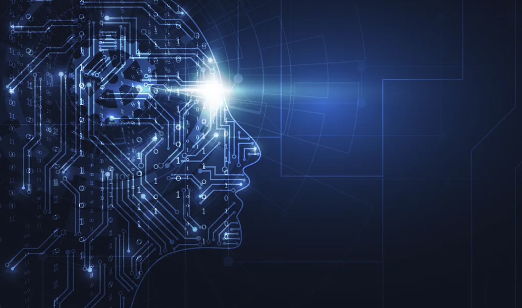 Graphic of electrical wiring in a head, depicting advanced AI