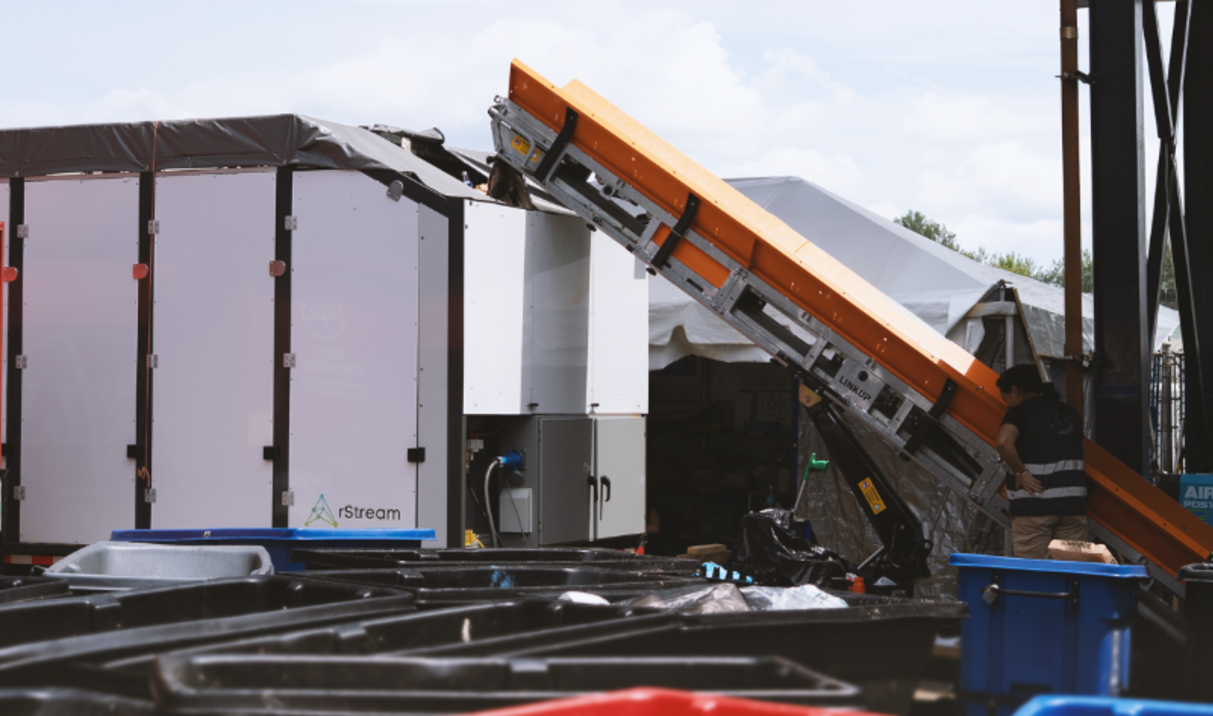 Recycling material sorting at Gillette Stadium