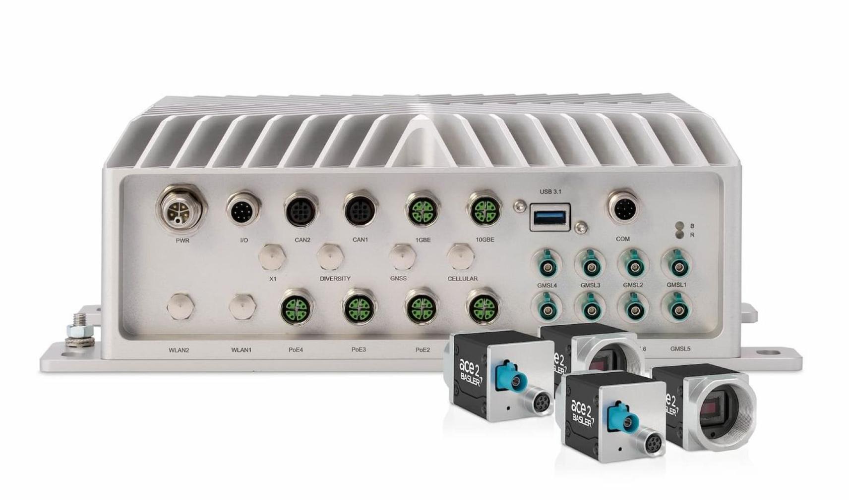 Syslogic ruggedised AI computer and Basler ace 2 GMSL cameras
