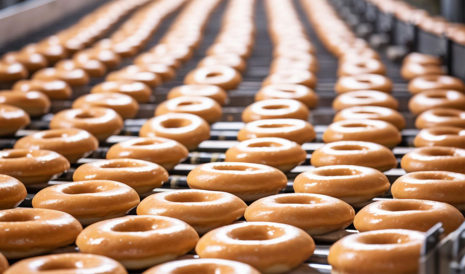 donuts on a production line