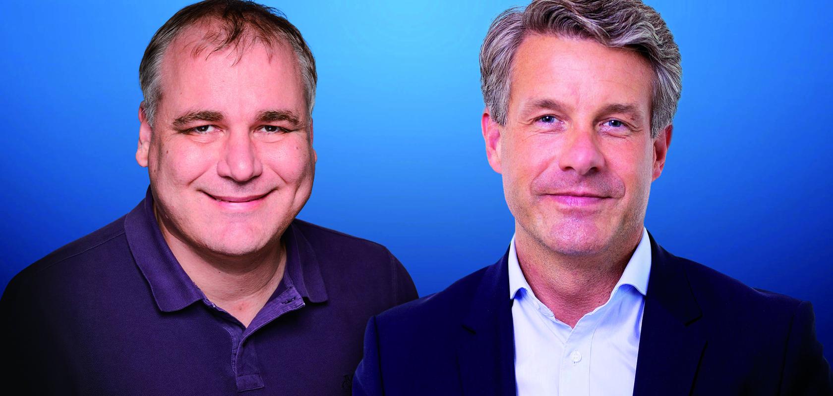Dr Michael Suppa, CEO of Roboception, left, and Hardy Mehl, CFO/COO of Basler