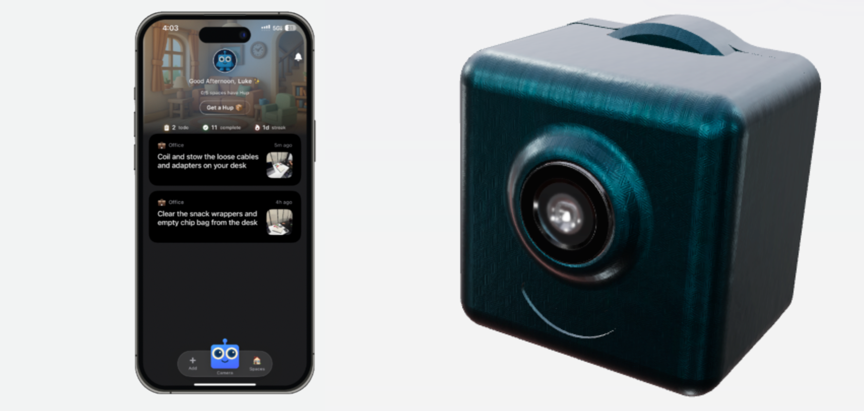 Hup AI app and machine vision camera