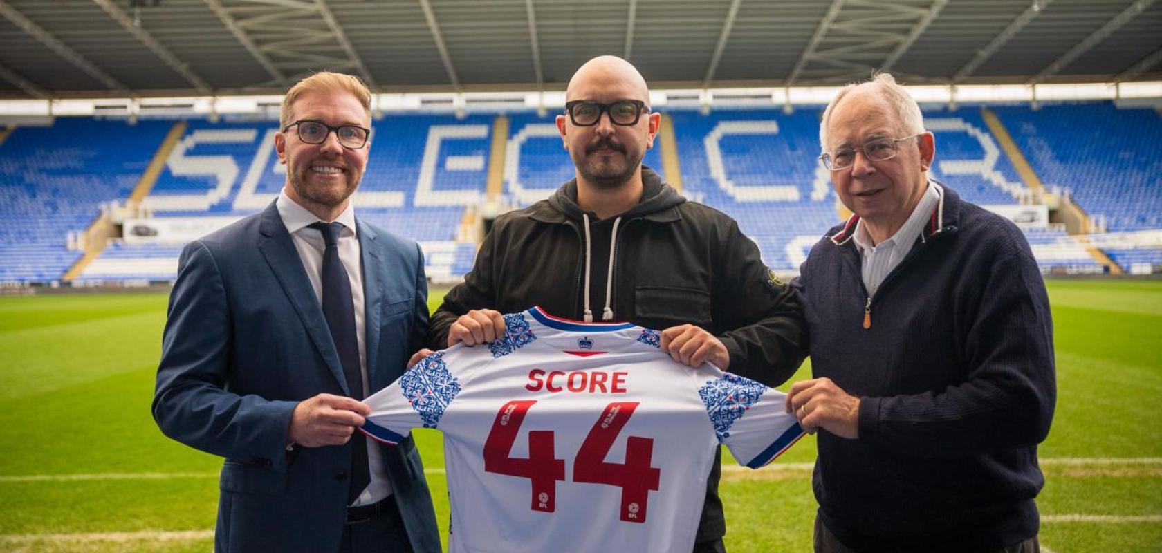 Stuart Fenton. Head of AI, Reading FC; Maxim Sebti, CEO, Score; Robert Couhig, Owner and Chairman of Reading FC