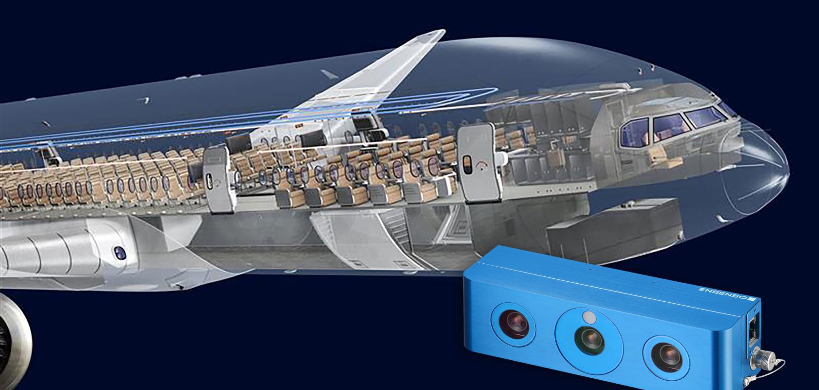 Graph of 3D aircraft cabin design and 3D camera