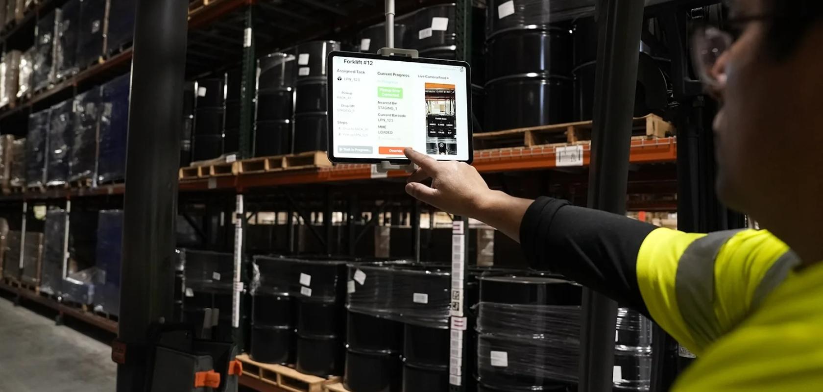 Forklift operator utilising the AI machine vision NobleOne platform