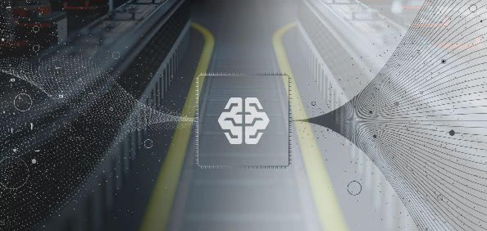 Grey and yellow graphic depicting the use of artificial intelligence