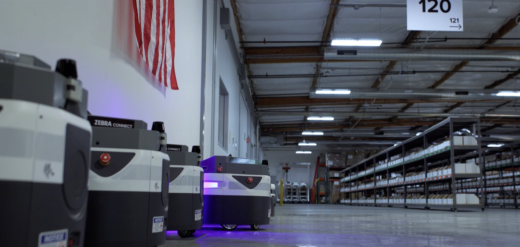 AMR fleet in warehouse facility