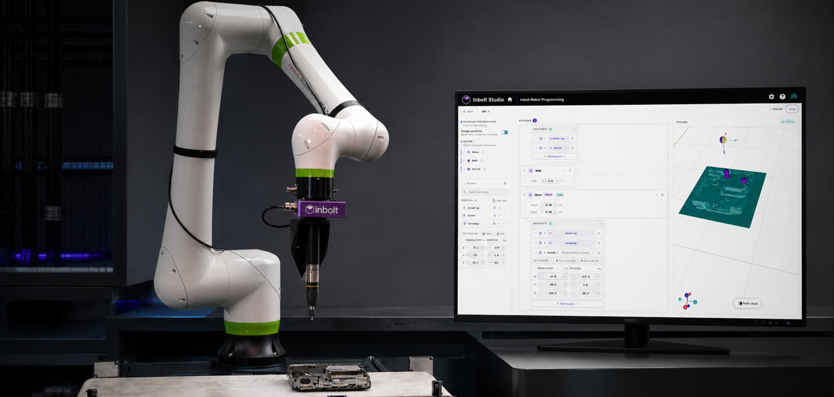 Inbolt’s Robot Programming software alongside a FANUC robot