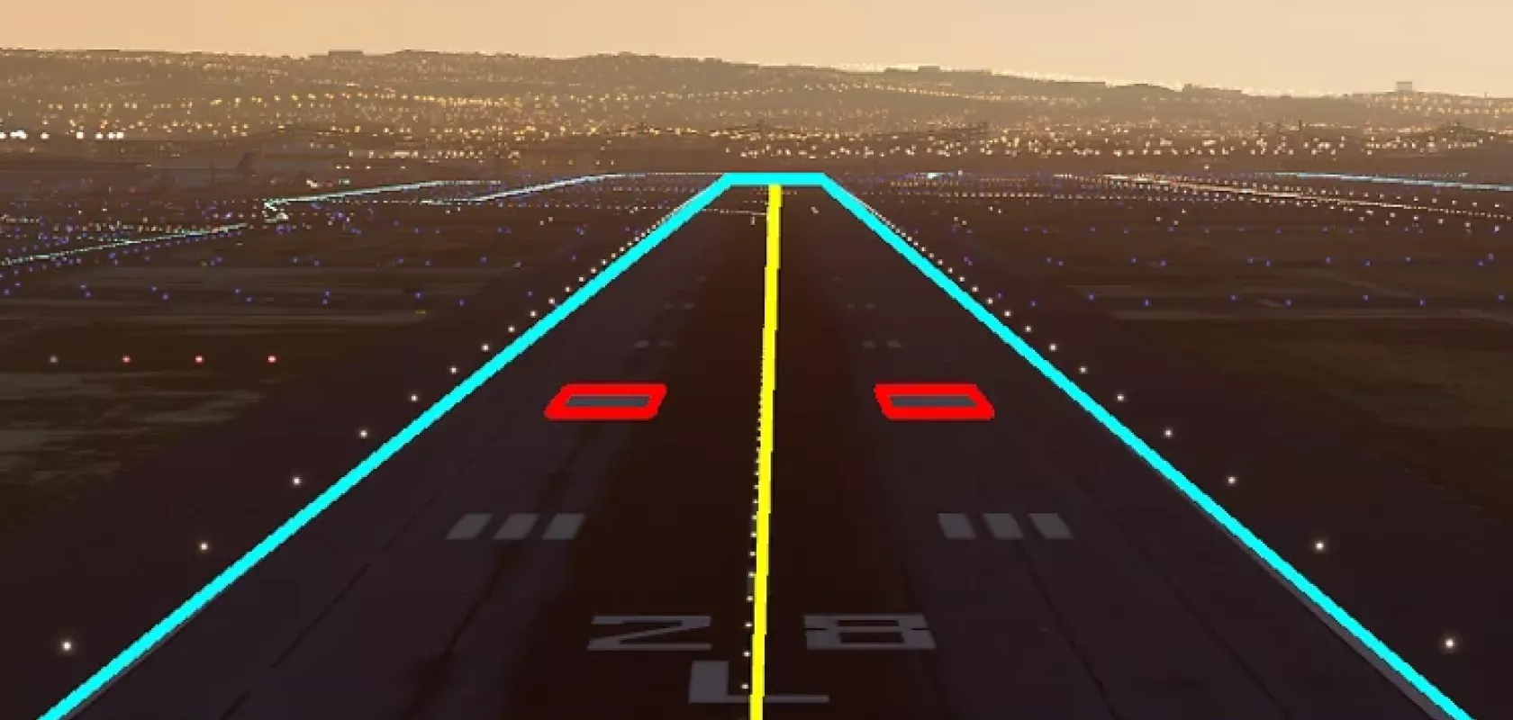 Landing strip on runway