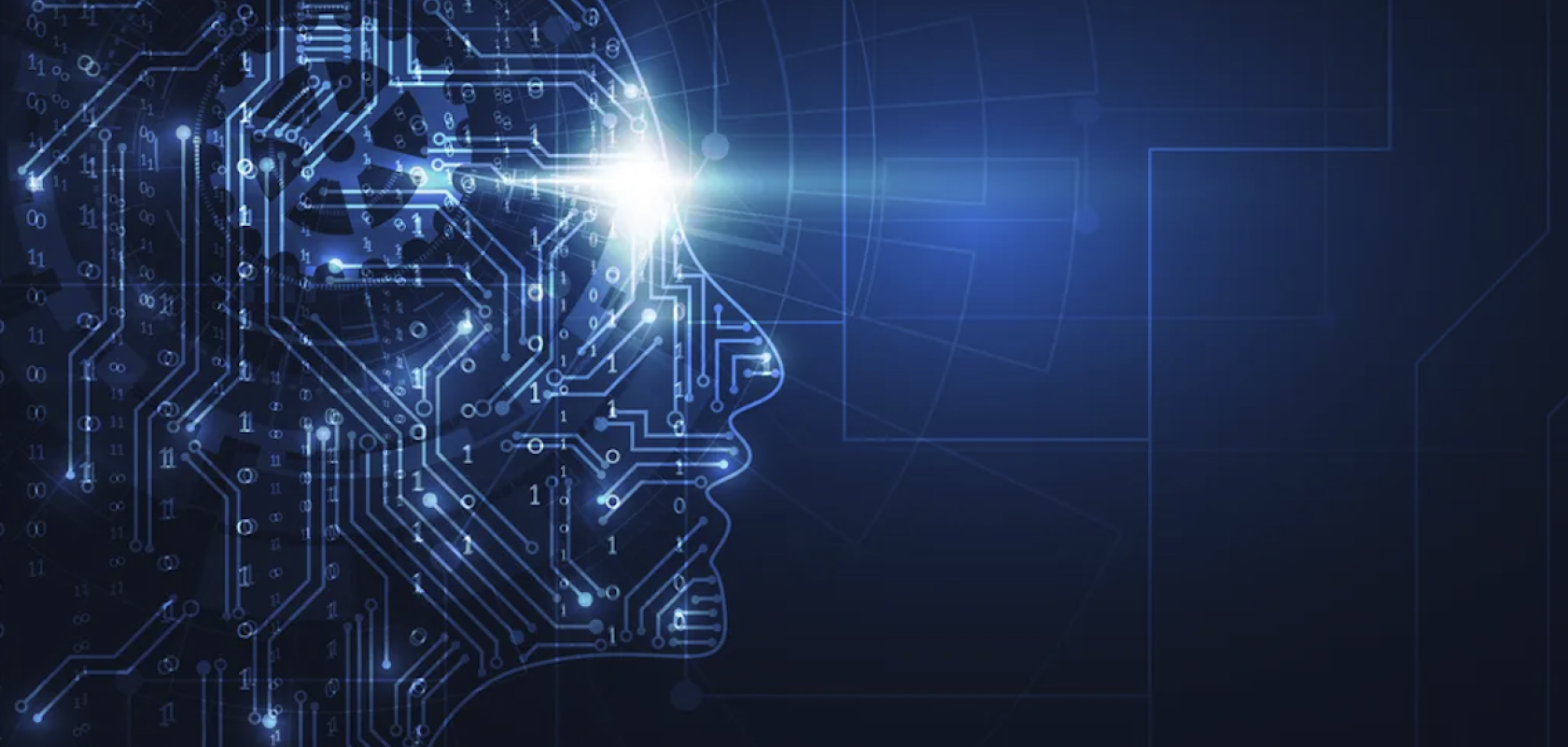 Graphic of electrical wiring in a head, depicting advanced AI