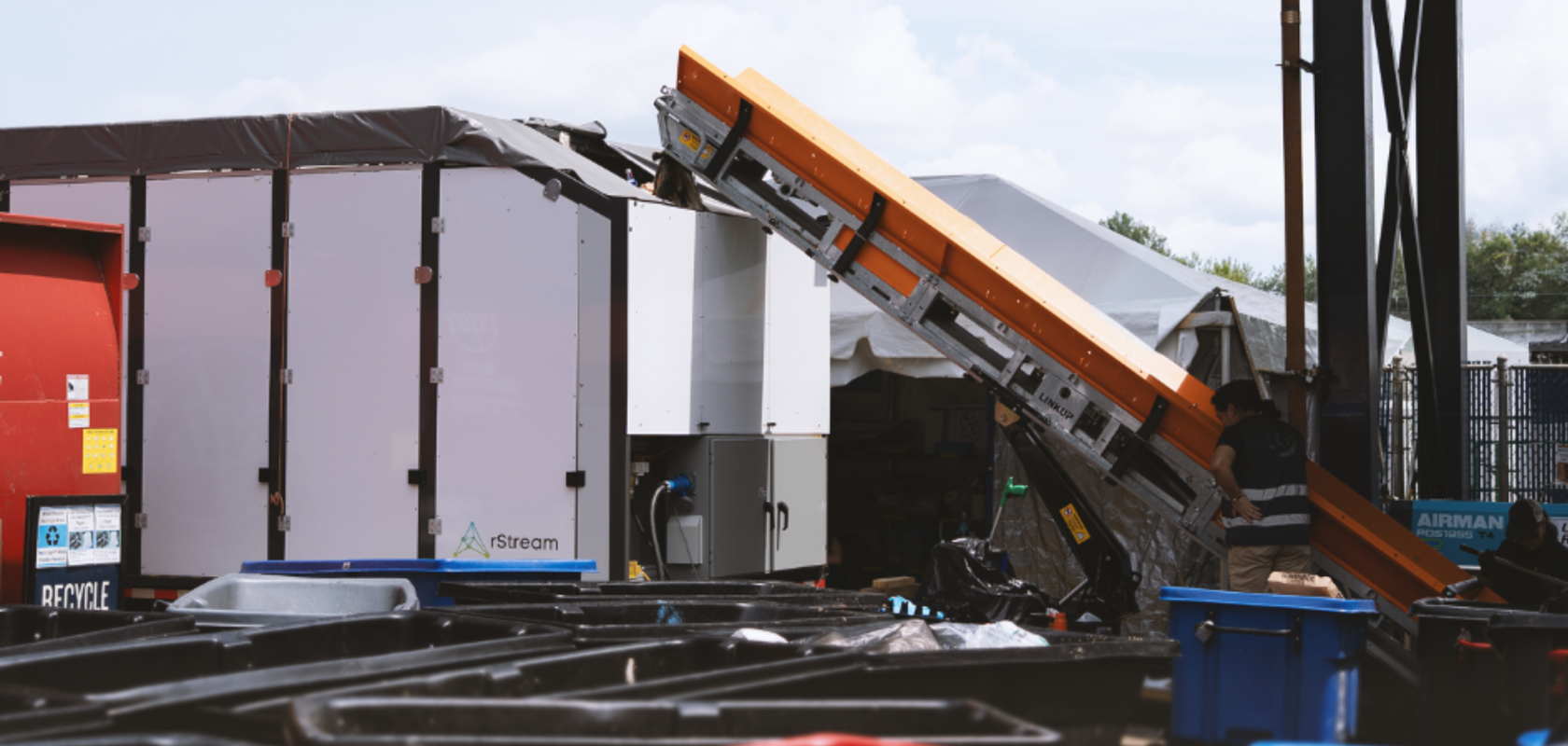 Recycling material sorting at Gillette Stadium