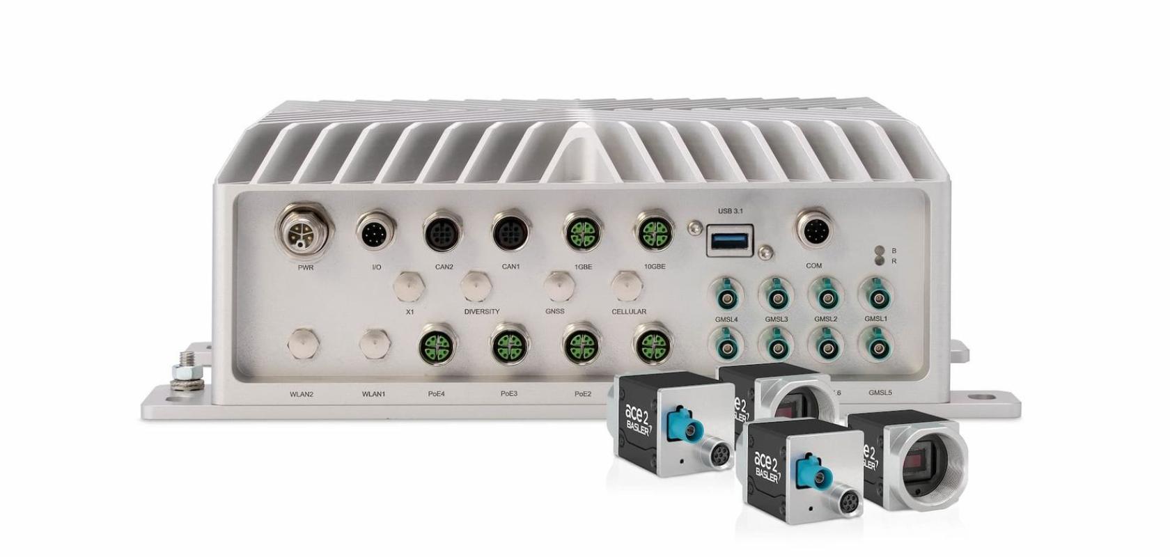 Syslogic ruggedised AI computer and Basler ace 2 GMSL cameras
