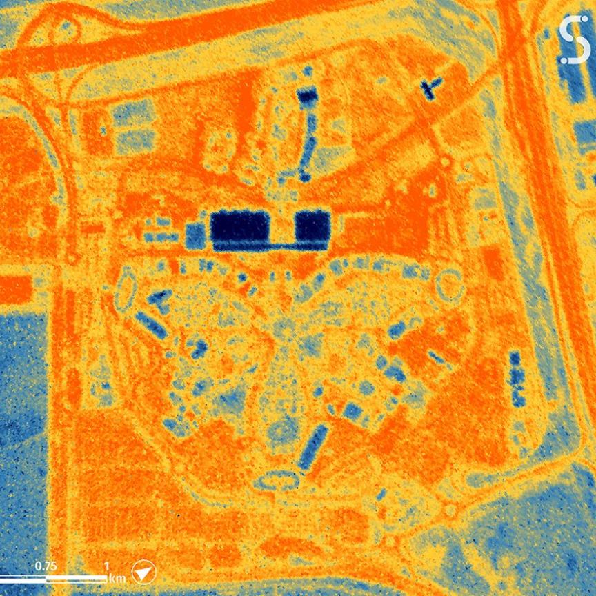 An infrared image from HOTSAT-1 of the COP28 climate conferemce venue
