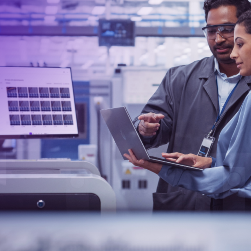 Industrial employees sharing data