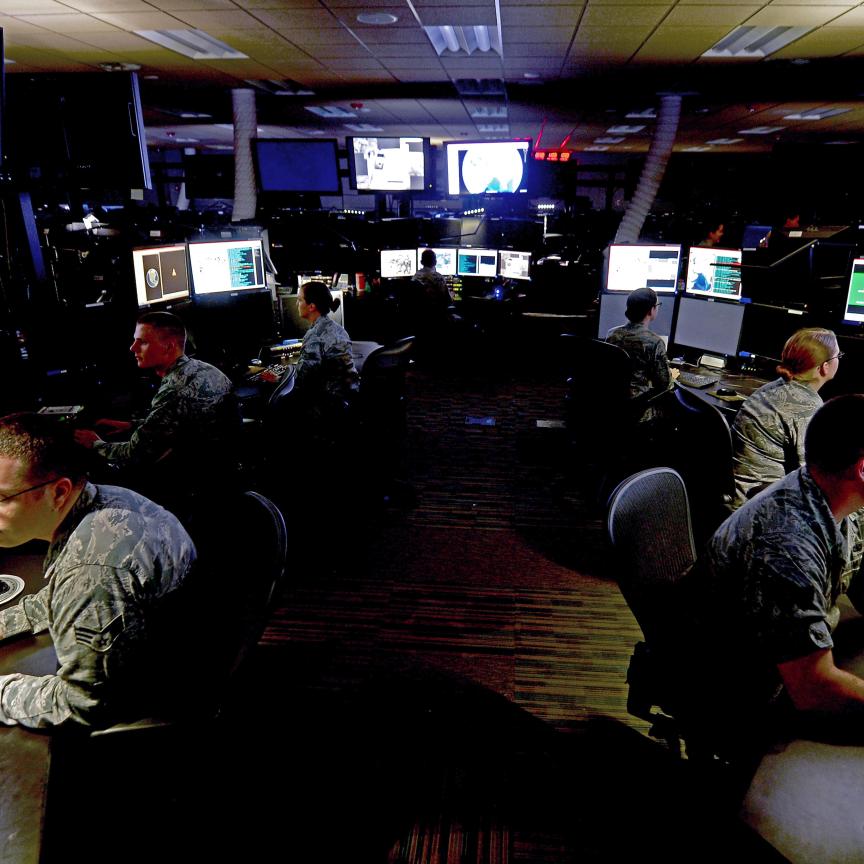 The Intelligence, Surveillance and Reconnaissance Division at the Combined Air Operations Center at Al Udeid Air Base, Qatar