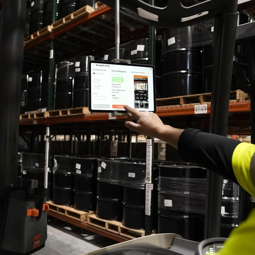 Forklift operator utilising the AI machine vision NobleOne platform