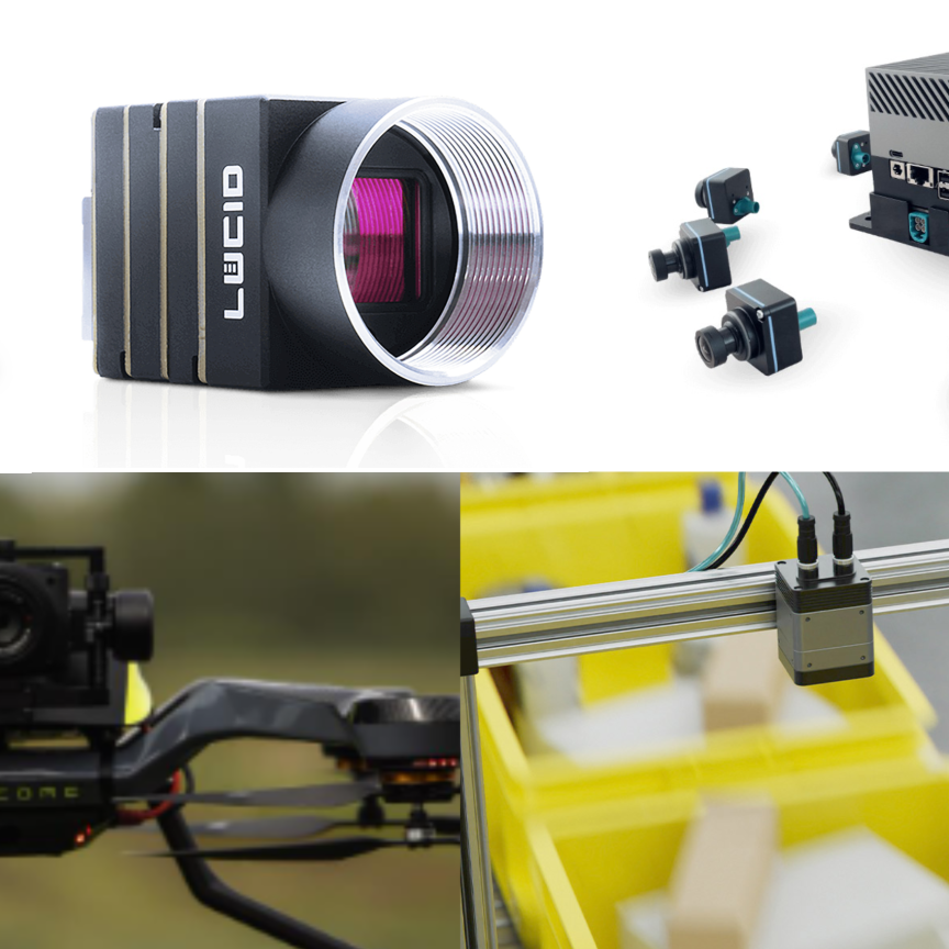 Allied Vision FXO CXP-12 camera, LUCID Vision Labs PHX024G camera, oToBrite GMSL2 camera enablement kit, IDS Imaging Development Systems Nion 3D ToF camera and Sony ILX-LR1 camera