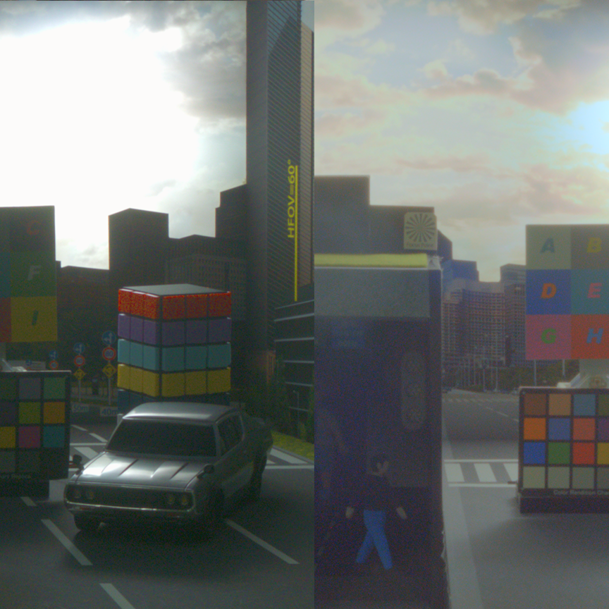 Comparison between imaging with standard image sensor with multiple exposure and new single-exposure image sensor