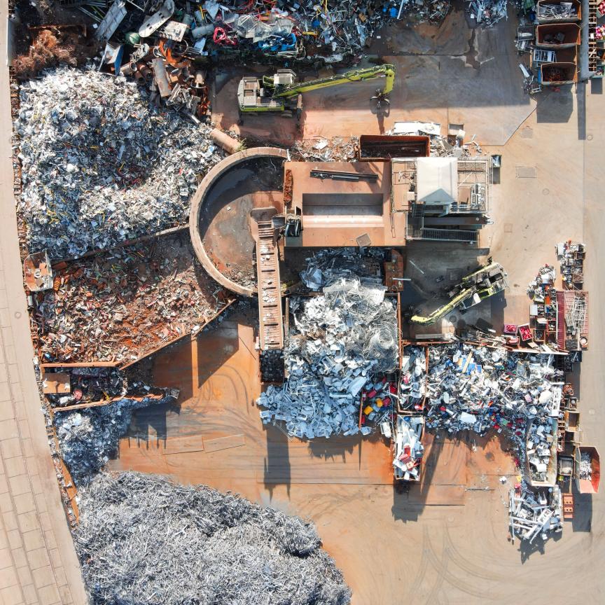 Drone shot of recycling centre