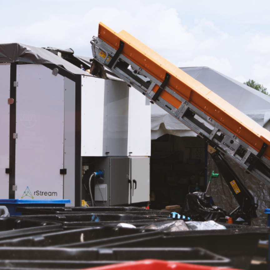 Recycling material sorting at Gillette Stadium