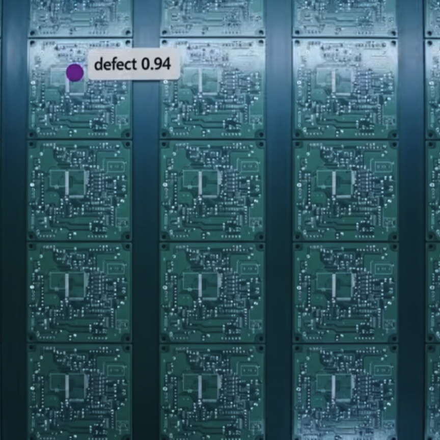 Line of chips with defect detected