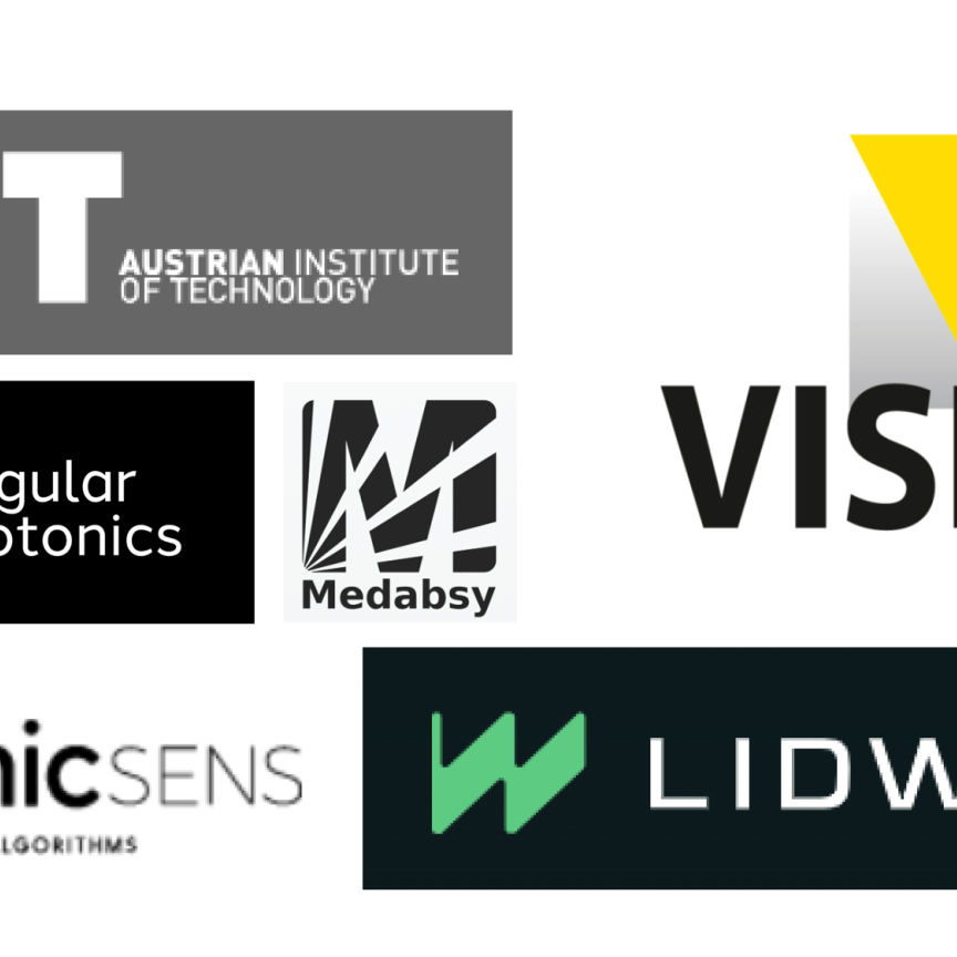 A montage of the logos of AIT (Austrian Institute of Technology); Lidwave; Medabsy; photonicSENS; Singular Photonics and VISION 2026