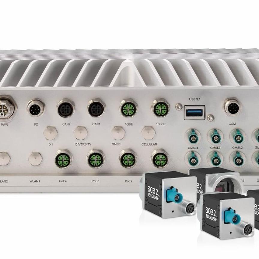 Syslogic ruggedised AI computer and Basler ace 2 GMSL cameras