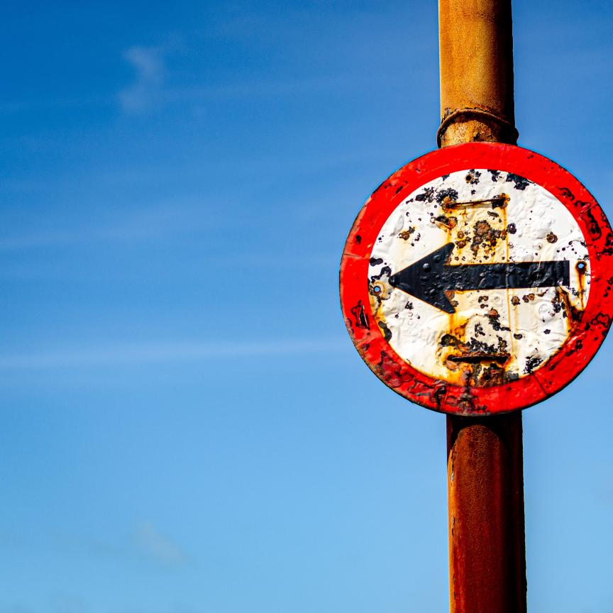 worn traffic sign