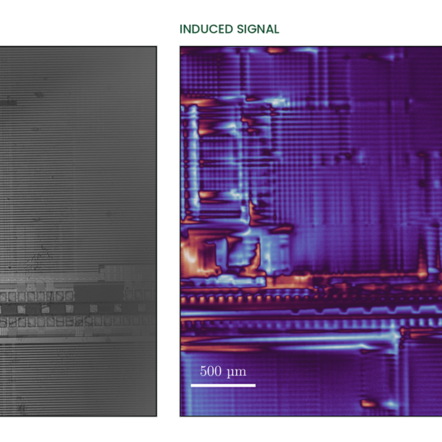 optical image and magnetic image of current in semiconductor test