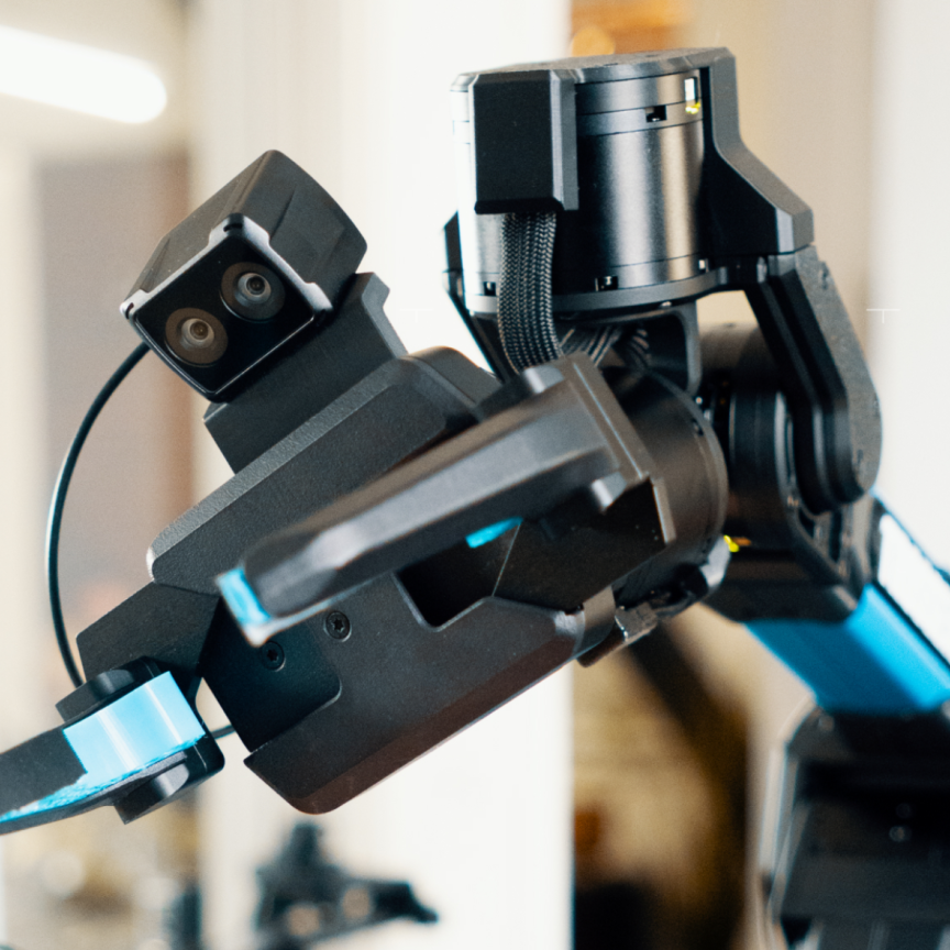 Trossen and Stereolabs Workbench Arm Close-Up with ZED X Nano Camera