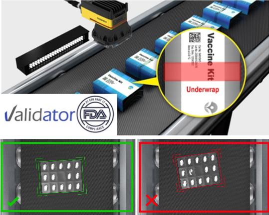Acrovision validator inspecting pharmaceutical packages